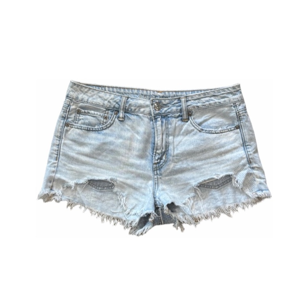 American Eagle Outfitters Light Wash Frayed Denim Shorts